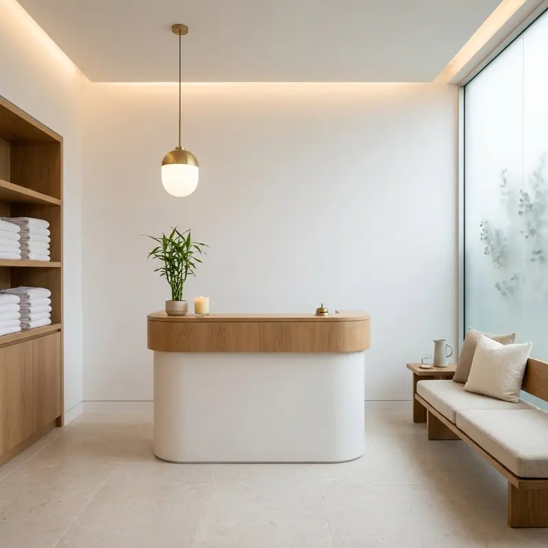 Spa reception zen garden mural before wall printing