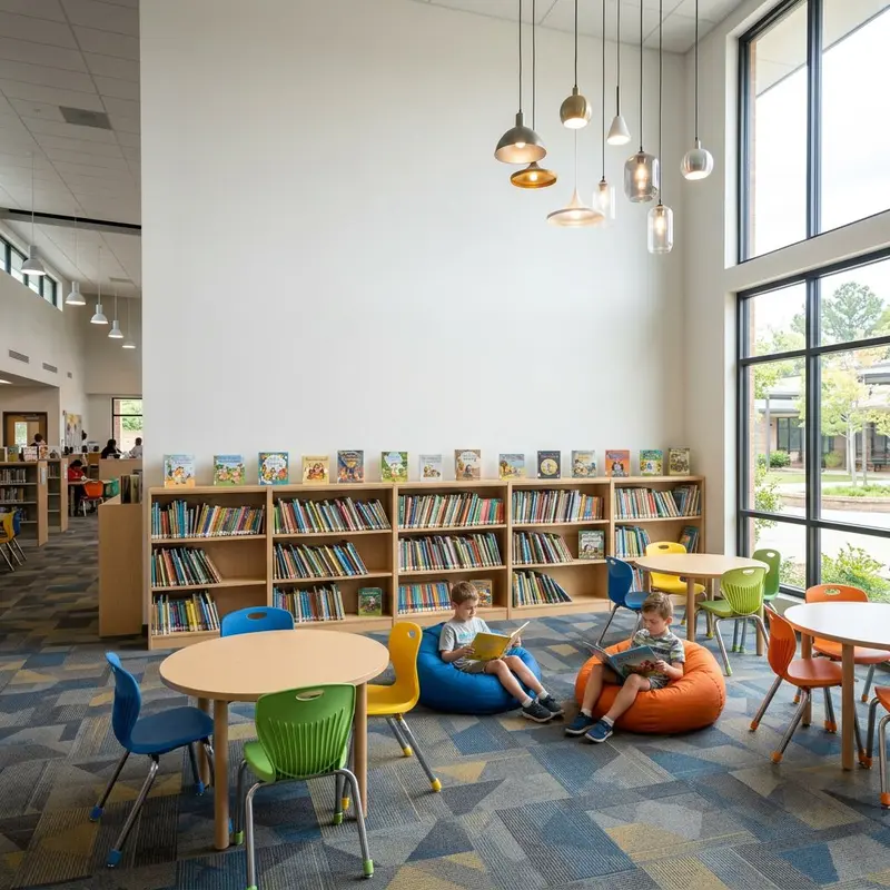 School library imagination mural before wall printing