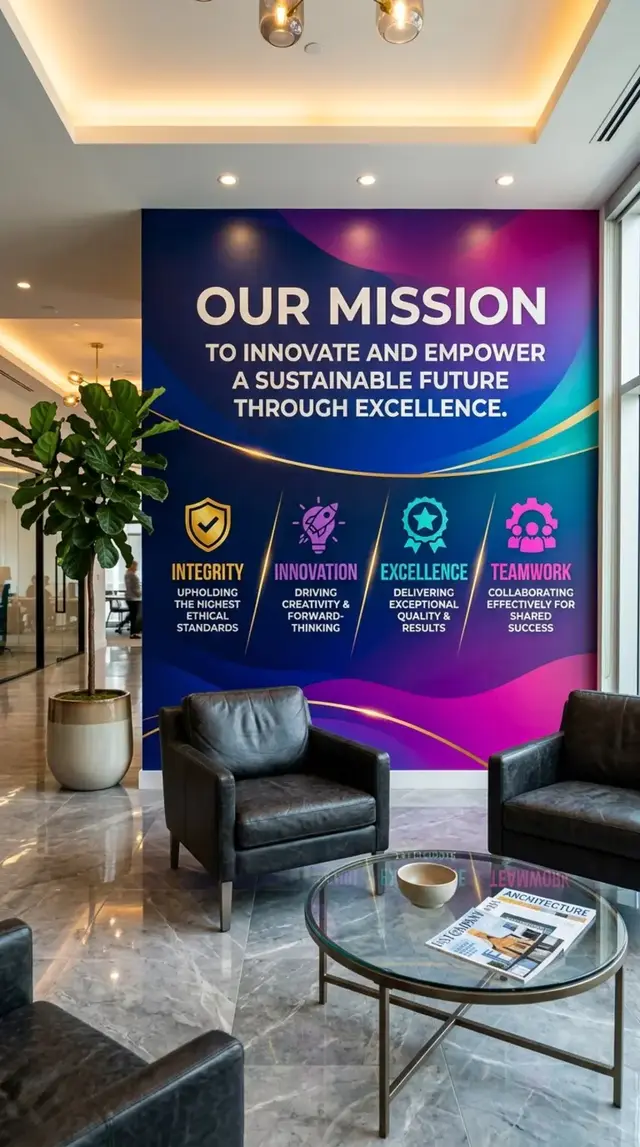 Mission, Vision & Values wall printing
